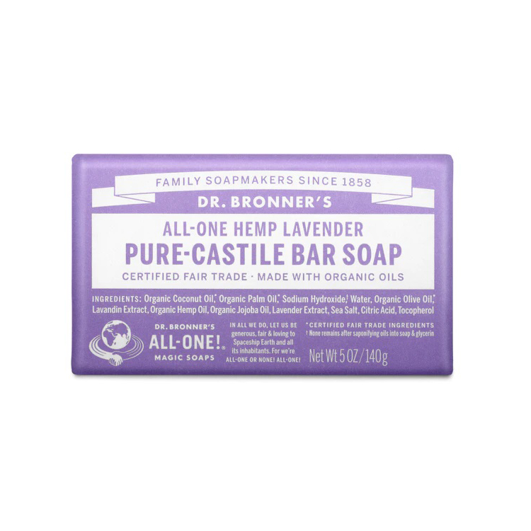 Dr Bronners Lavender Pure Castile Soap Bar 140g